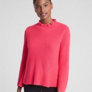 Gap Pink Ruffle Mockneck Pullover Sweater Sz S